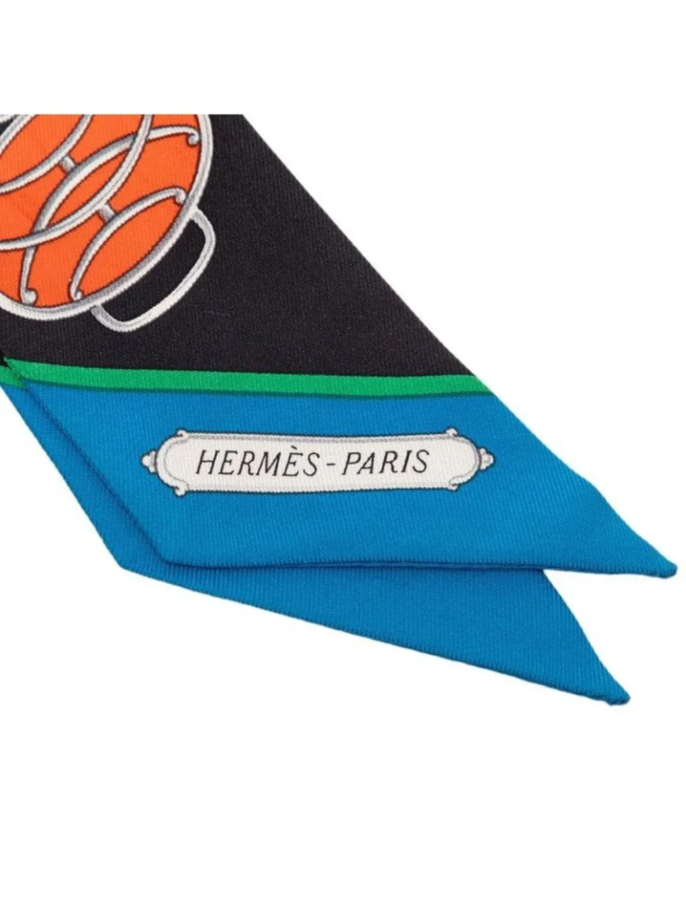 Hermes Twilly Lift Profile Scarf Black Multicolor Silk - Picture 4 of 5